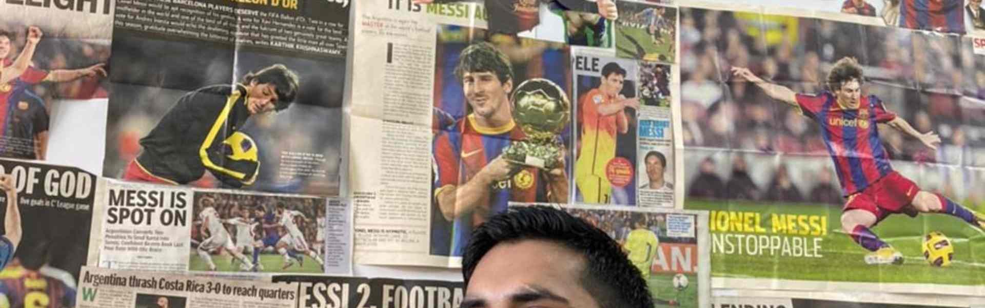 Mohit Hooda enjoys a beautiful collection of newspaper clippings featuring Lionel Messi.